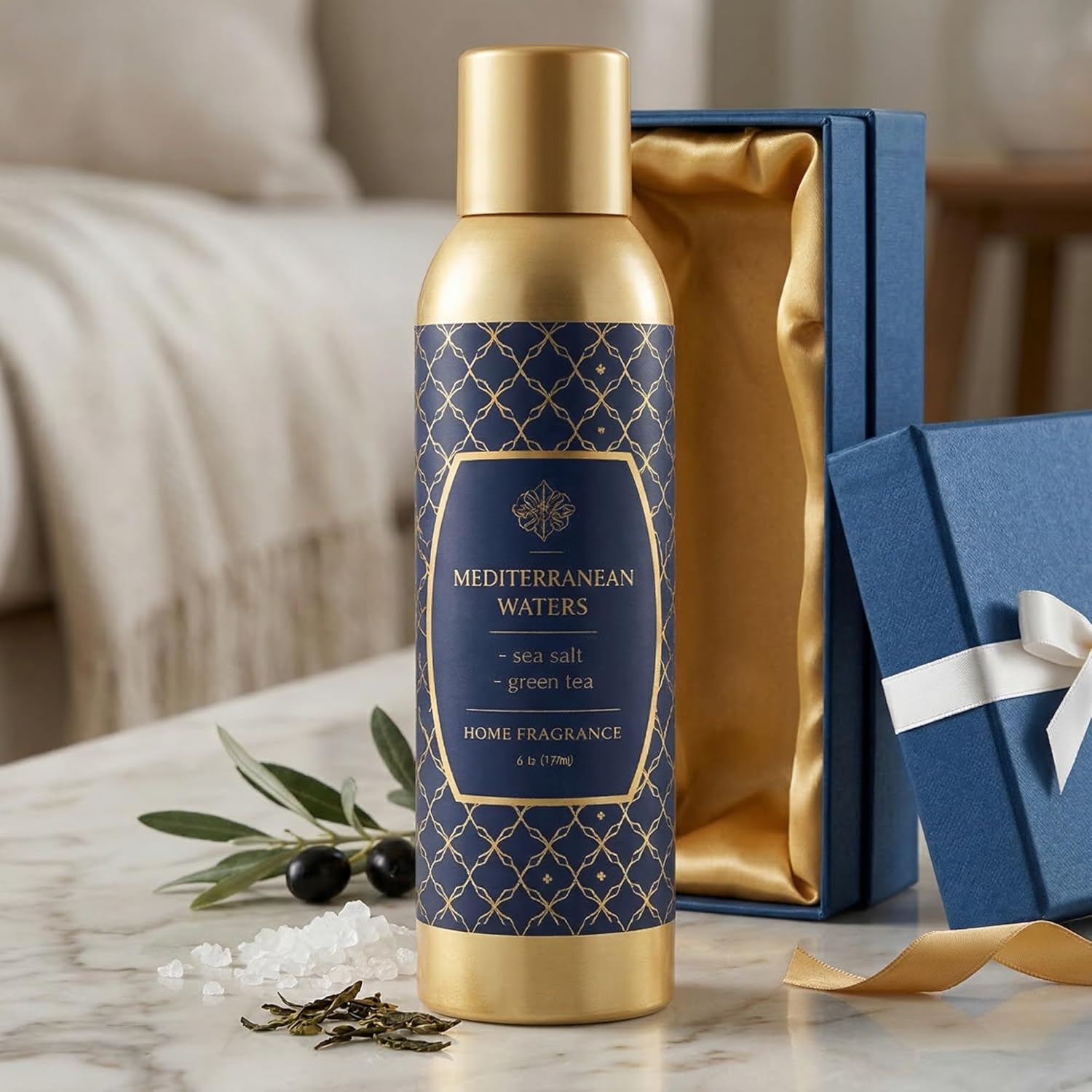 Room Fragrance Air Freshener Spray Concentrated Bathroom, Kitchen, Car, or Office Deodorizer, U.S.- Made by AP Fragrance (Mediterranean Water)