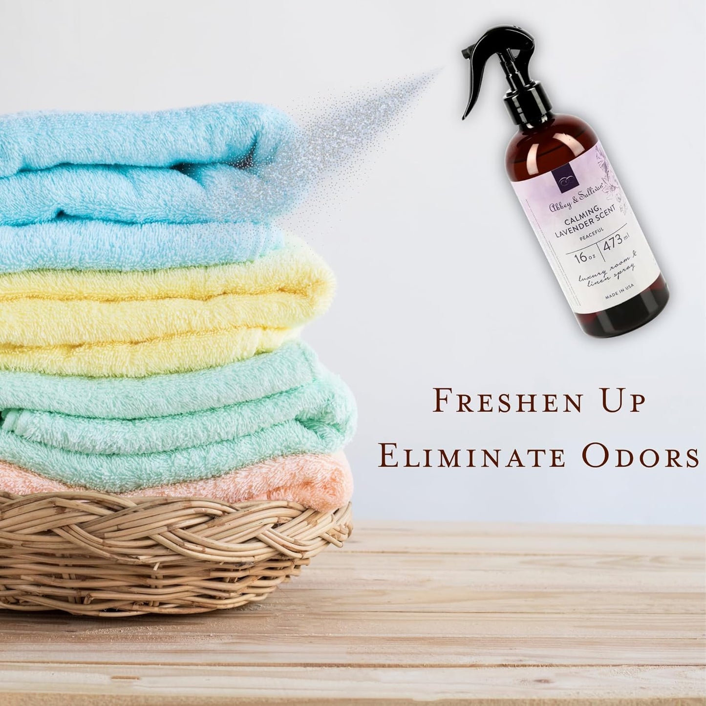 Abbey & Sullivan Odor Eliminating and Refreshing Linen and Room Spray, Peaceful, 16 oz