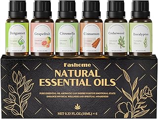 Fashome Grounding Woody & Earthy Essential Oil Blends for Diffuser & DIY - 6-Pack Plant-Based Scent Oils, Includes Cedarwood, Cinnamon, Citronella, Eucalyptus, Bergamot, Grapefruit - 10ml Each/60ml