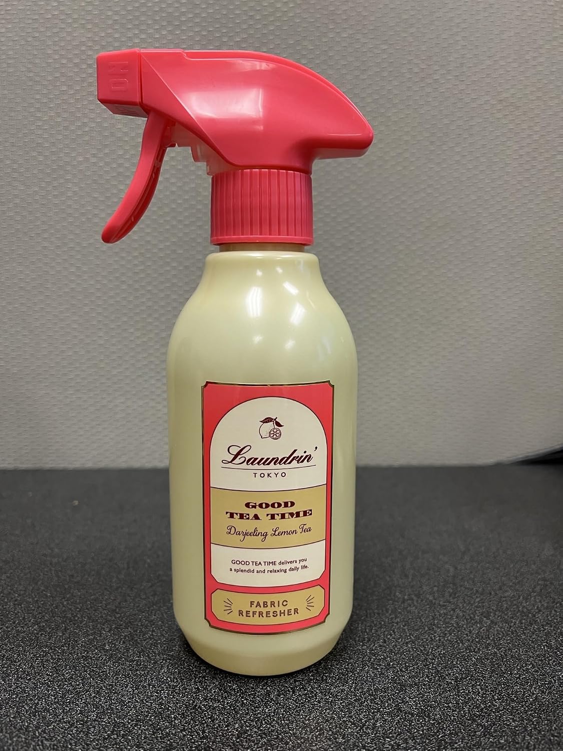 Laundrin Fabric Refresher Spray, Pet Odor Eliminator for Home, Room Essentials Fabric Spray, Odor & Bacteria Removal for Mattress, Curtain, Carpet, Furniture, & Bedding - 300ml, Darjeeling Lemon Tea