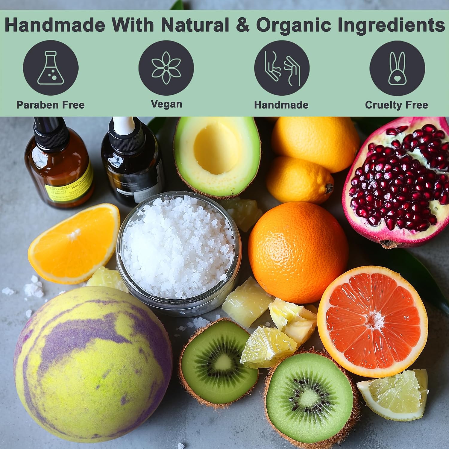 Aqua Elegante Tropical Fruit Bath Fizzies Set - 12 Large Bubble Bathbombs with Natural Essential Oils and Moisturizing Shea Butter + Coconut Oil in Fruity Scents - Vegan Baths Bomb Gifts for Women