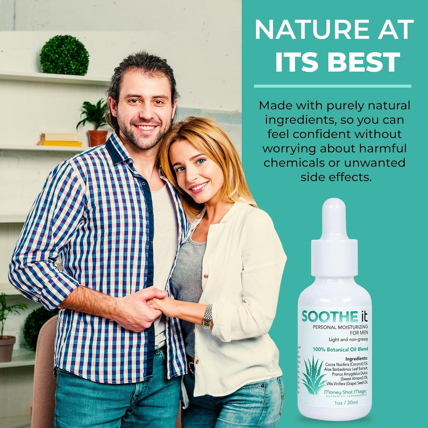 SOOTHE it Personal Moisturizing Serum for Men - Light, Non-Greasy Moisturizer for Dry & Itchy Private Skin with Aloe Vera, Grapeseed, Sweet Almond & Coconut Oils, Vitamin E - 1 Oz Bottle