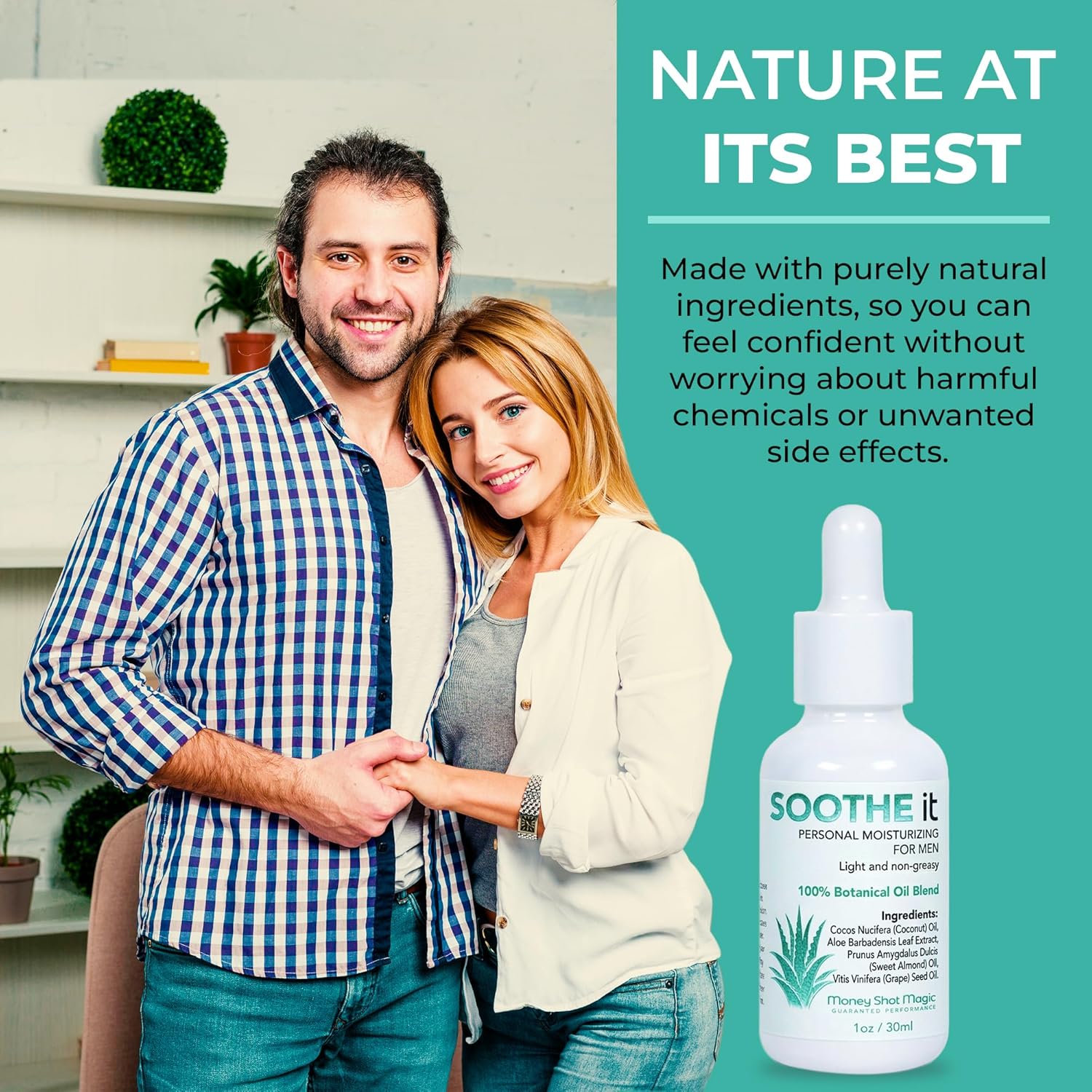 SOOTHE it Personal Moisturizing Serum for Men - Light, Non-Greasy Moisturizer for Dry & Itchy Private Skin with Aloe Vera, Grapeseed, Sweet Almond & Coconut Oils, Vitamin E - 1 Oz Bottle