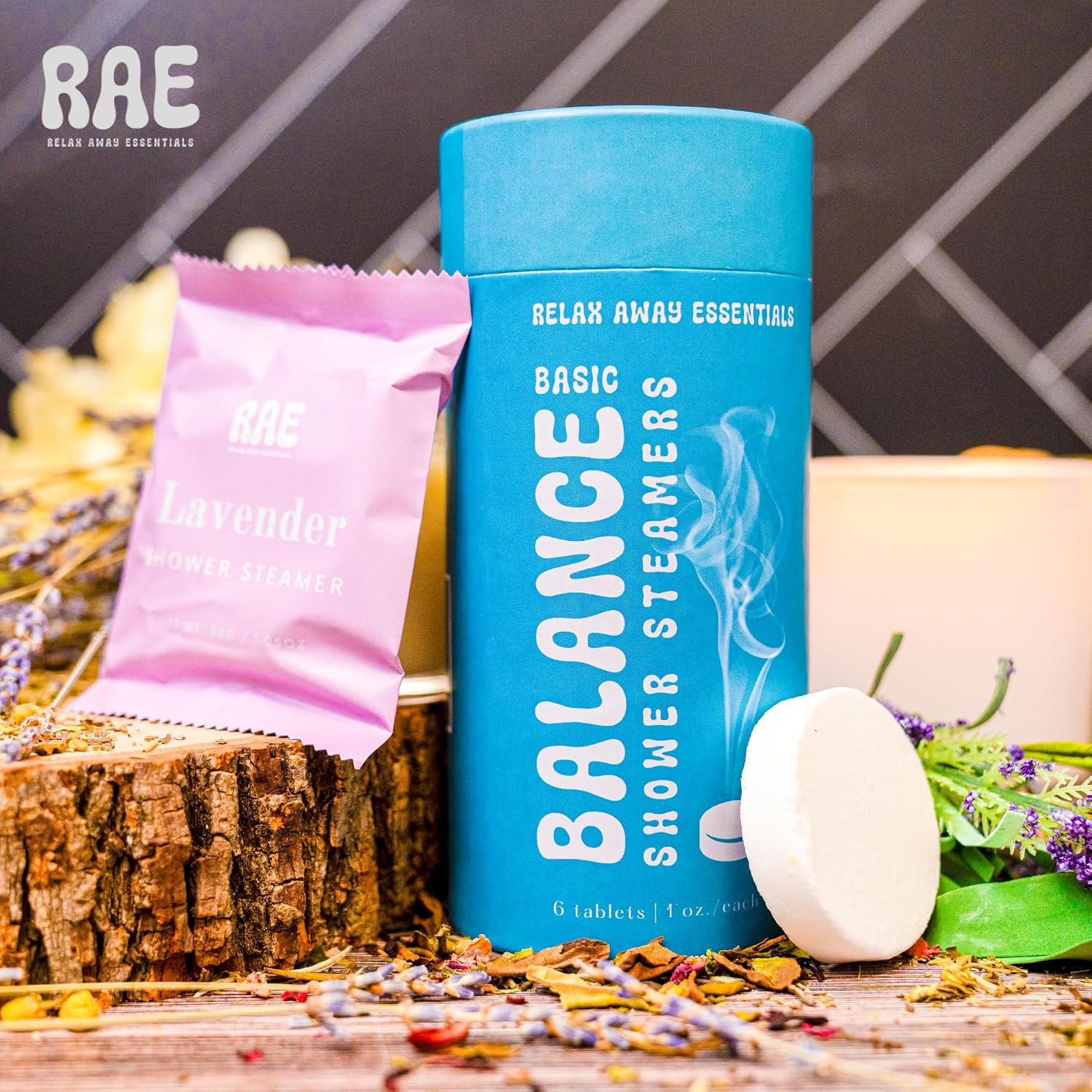 Relax Away Balance Shower Steamers 6 Pack - Aromatherapy Tablets - Essential Oils - Orange, Vanilla, Rose, Eucalyptus, Lavender, Mint - Spa-Like Shower Experience - Easy-Open Packaging