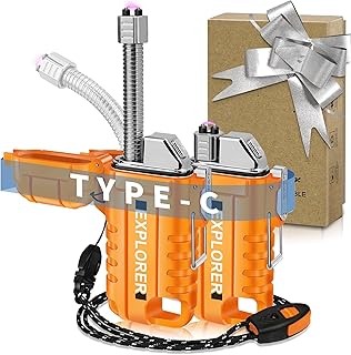 Lafagiet USB C Rechargeable Lighter, 360° Flexible Neck, Wind & Water Proof, Electric Arc Lighters for Candle, Camping