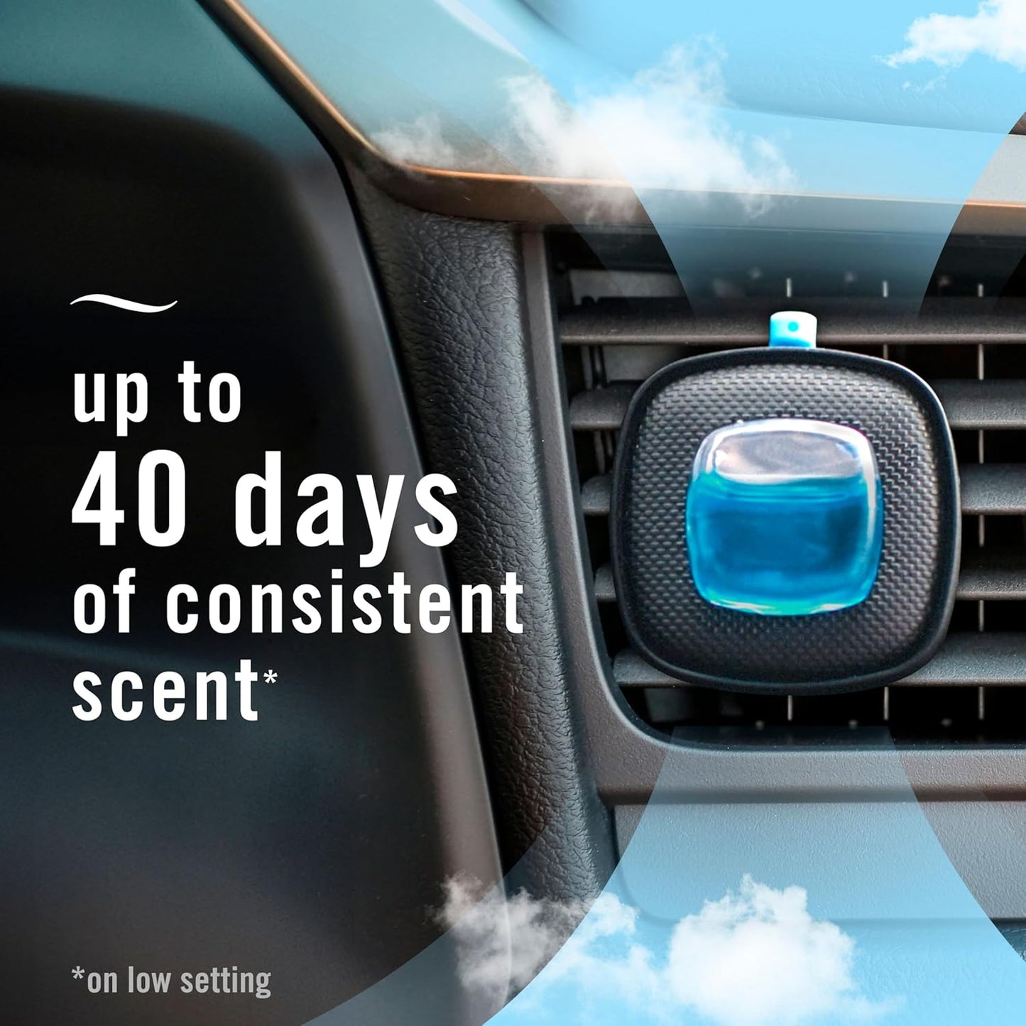 Febreze AUTO Air Freshener, Odor-Fighting Automotive Vent Clip, Scented Car Accessories, Long Lasting for Strong Odors, Leather, 2 Count
