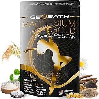 Magnesium Skincare Bath Soak | Magnesium Epsom Salt & Dead Sea Minerals | Hyaluronic Acid, Niacinamide, Rice Extract & More | Stress Relief & Full Body Glow | Magnesium Gold by Geobath
