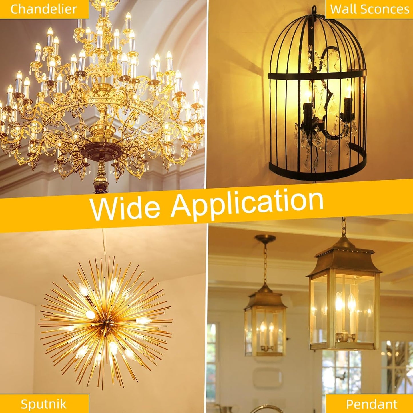 GvvooHome E12 Candelabra Bulb 40 watt Equivalent, E12 LED Bulb Dimmable Chandelier Light Bulbs, B10 Candle Light Bulbs 2700K Soft White, 90+CRI, 400LM, Clear Glass, 12 Pack