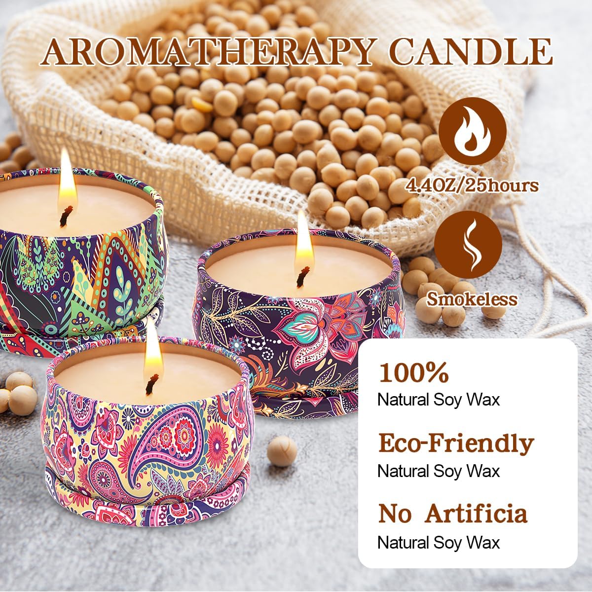 3 Pack Home Scented Candles - Strong Lavender, Vanilla & Rose Candle, 2.5 Oz, 100% Soy, Non-Toxic, Small Candle Set for Aromatherapy & Gifts, Baby Shower Prizes