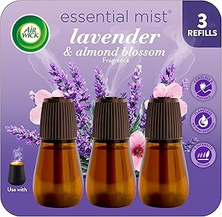 Air Wick Essential Mist Refill, Essential Oils Diffuser, Lavender and Almond Blossom, 3 ct, Air Freshener, Aroma diffuser