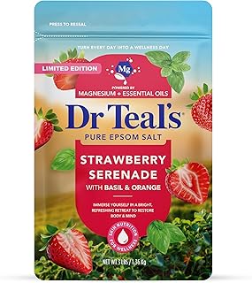 Dr Teal's Epsom Salt Magnesium Soak, Strawberry Serenade with Basil & Orange, 3 lbs