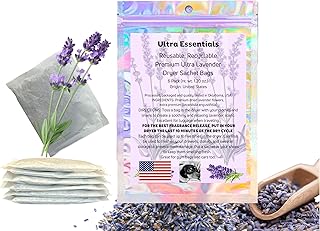 Lavender Dryer Sachets, Premium Extra Flowers, Lavender Scented Sachets for Drawers and Closets, Natural Air Freshener Bags, Odor Eliminator for Closet, Car, Shoes, Gym Bag, Suitcase, Luggage (6 Pack)