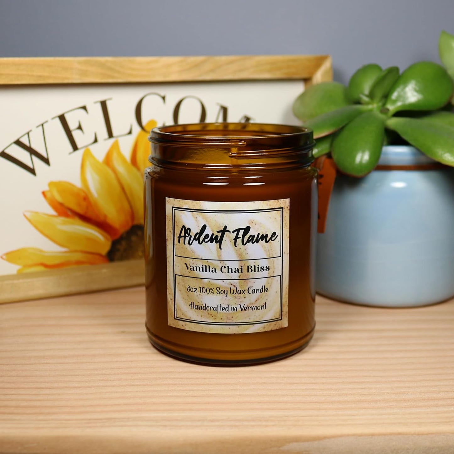 Candles | Vanilla Chai Bliss | 100% Natural Soy Wax Candle for Home Decor | Highly Scented | Premium Fragrance | Handmade in Vermont, USA | 8 oz | Long Lasting | Gift for Women and Men