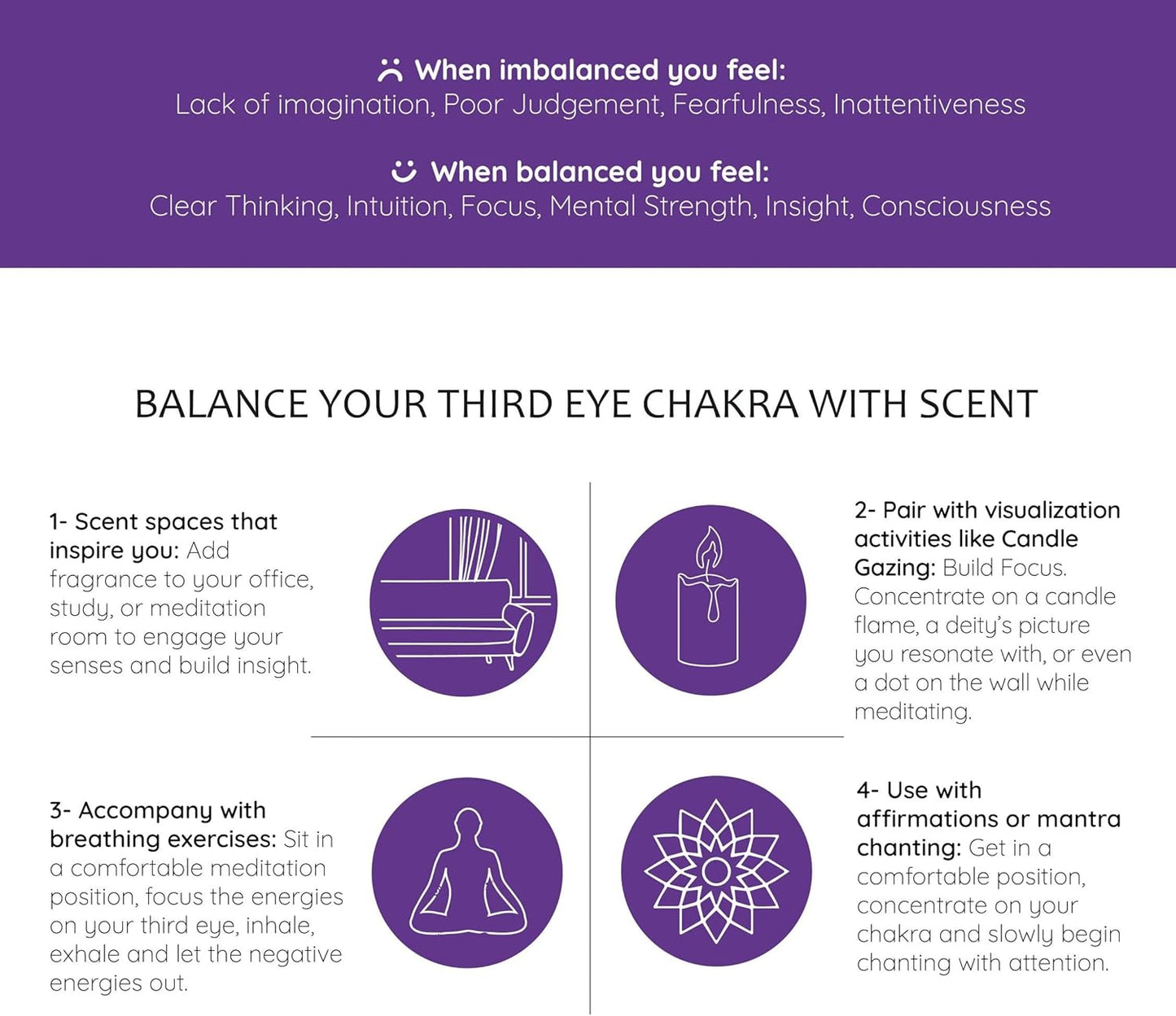Third Eye Chakra Essential Oil Roll-On Blend by Aromafume | 10ml/0.33 fl oz | Ajna | Aromatherapy Oils for Chakra Balance | Rose & Juniper Extracts | Amethyst Incense for Meditation, Yoga, Reiki