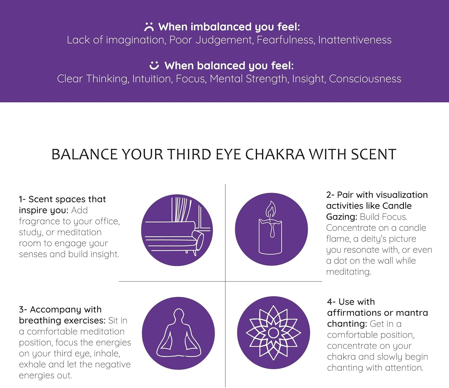 Third Eye Chakra Essential Oil Roll-On Blend by Aromafume | 10ml/0.33 fl oz | Ajna | Aromatherapy Oils for Chakra Balance | Rose & Juniper Extracts | Amethyst Incense for Meditation, Yoga, Reiki