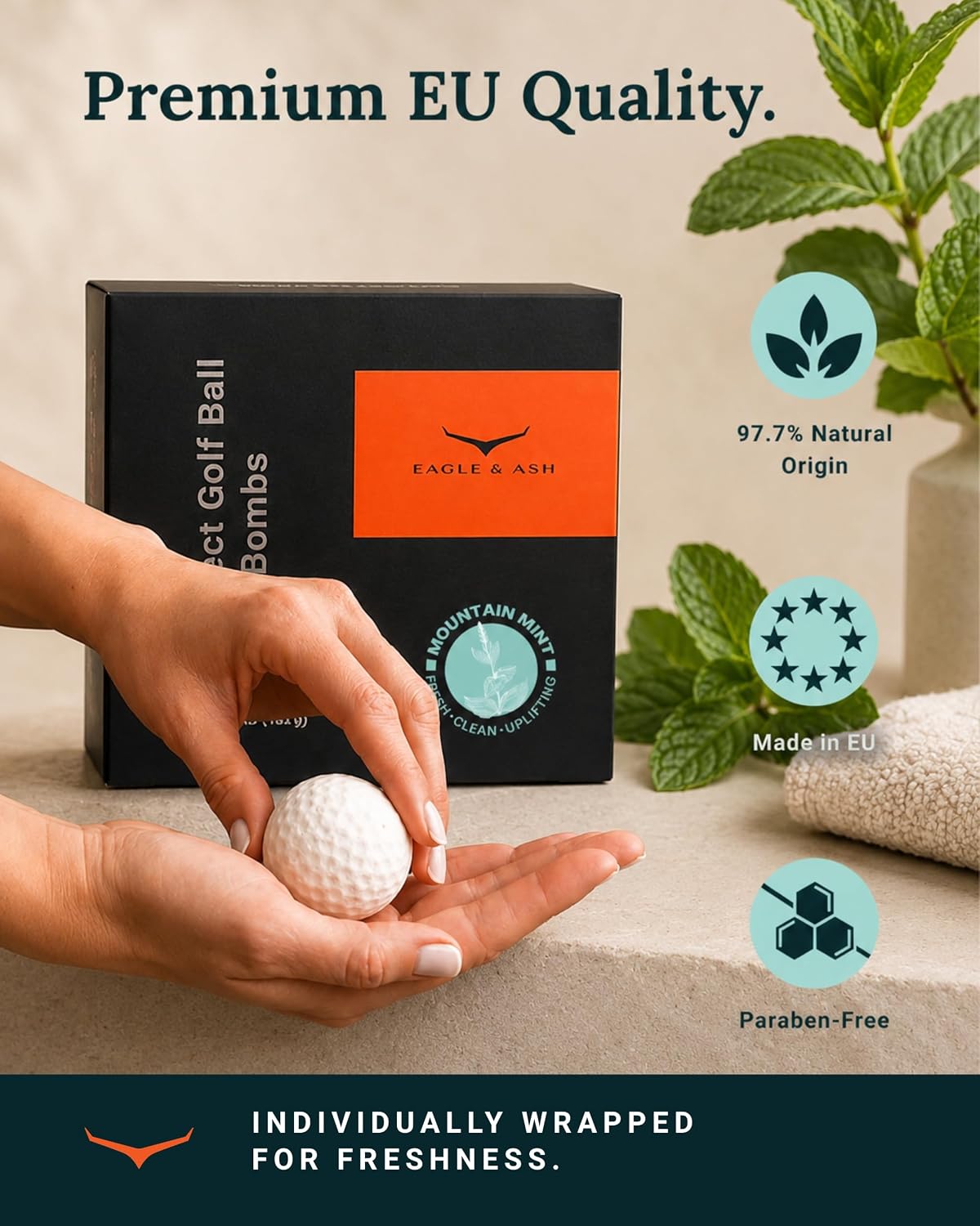 PAR-FECT Golf Ball Bath Bombs Gift Set for Men & Women - Refreshing After the Round Bath or Foot Soak, Fresh Mountain Mint Scent, Unexpected Gifts for Golfers, Corporate, Tournament Gifting, 4-Pack