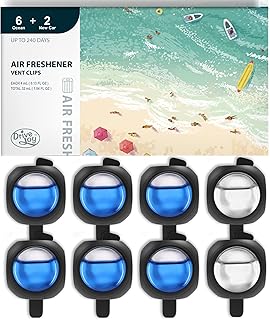 DRIVEJOY Car Air Freshener Vent Clips, 8 PK, 6 Ocean, 2 New Car Scent, Long Lasting Air Fresheners for Men & Women, Up to 240 Days, Odor Eliminator