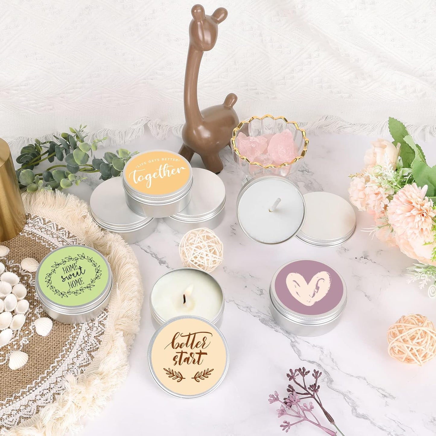 Moretoes 45 Pack Tins, 4oz Metal Round Aluminum Empty Candle Tin with Screw Lid for Lotion Bars, Salve, Spices or Candles