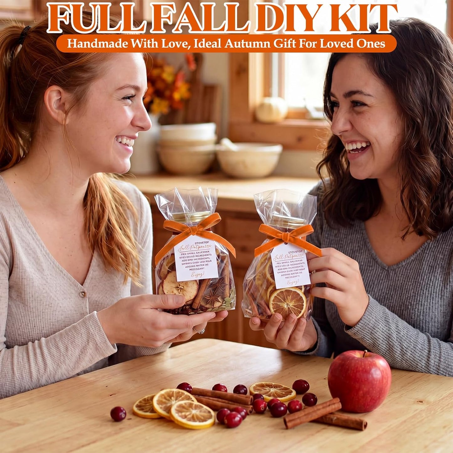 24 Pcs Fall Stovetop Potpourri DIY Kit Empty Sachet Bags 7.9 x 11.8 Inch with Velvet Ribbon Cards Scented Potpourri Bags Autumn Thanksgiving Fall Gift Decoration for Friends Housewarming Hostess