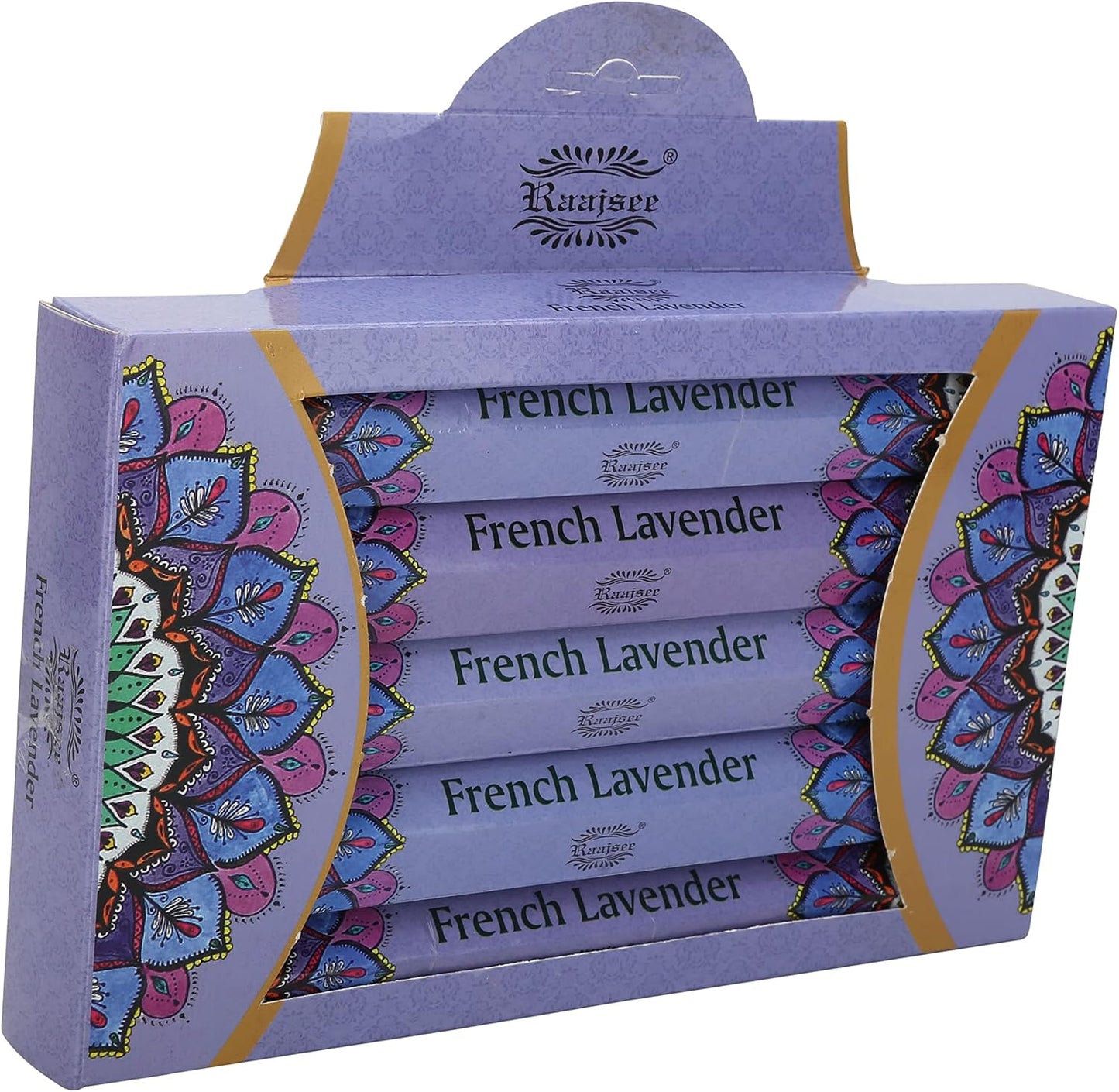 Raajsee Lavender Incense Sticks 15 Sticks x 5 Pack -100% Pure insense Organic Natural- Hand Rolled Free from Chemicals -incent Stick Perfect for Church Aromatherapy, Stress Relief, Meditation