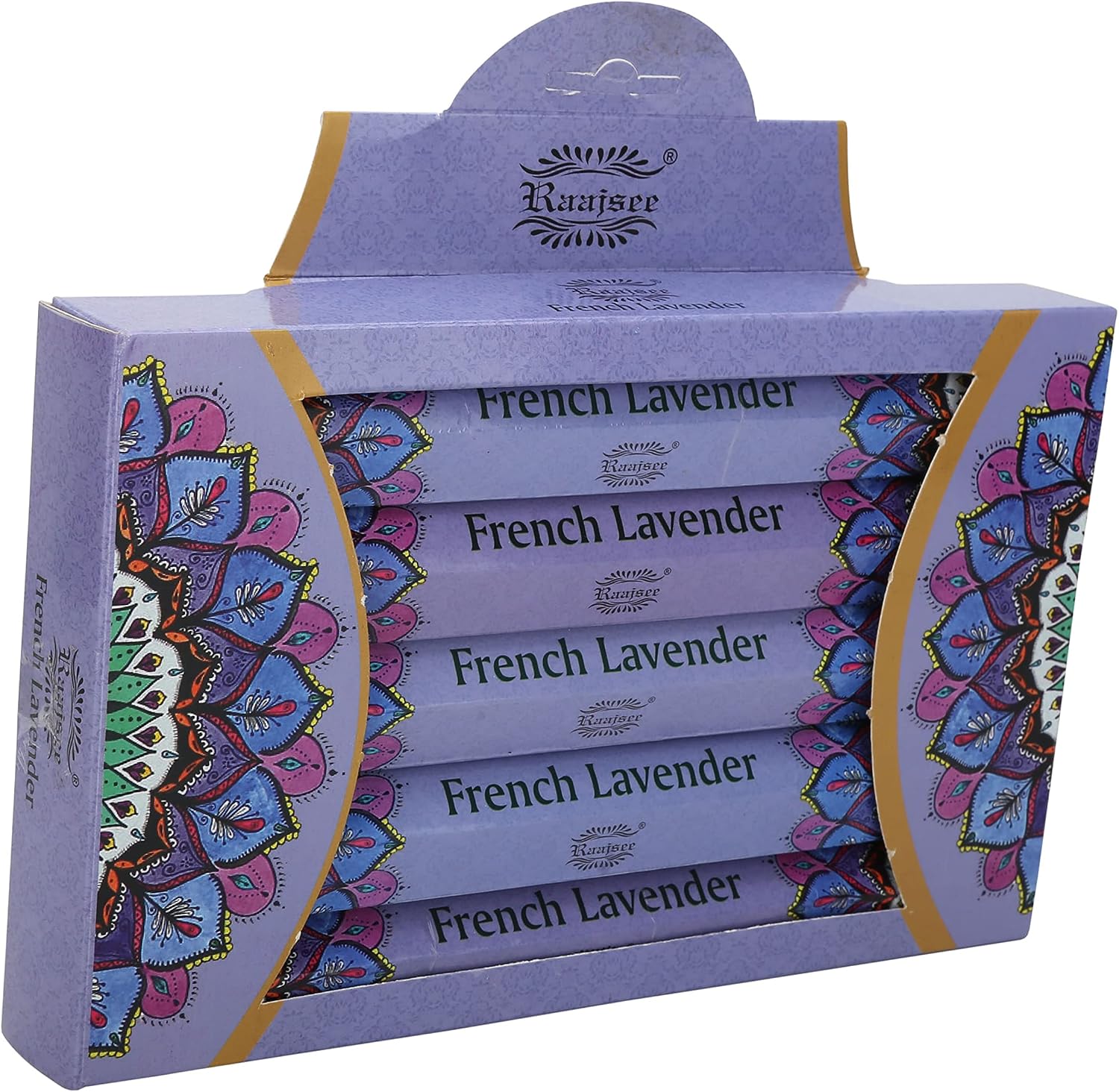 Raajsee Lavender Incense Sticks 15 Sticks x 5 Pack -100% Pure insense Organic Natural- Hand Rolled Free from Chemicals -incent Stick Perfect for Church Aromatherapy, Stress Relief, Meditation
