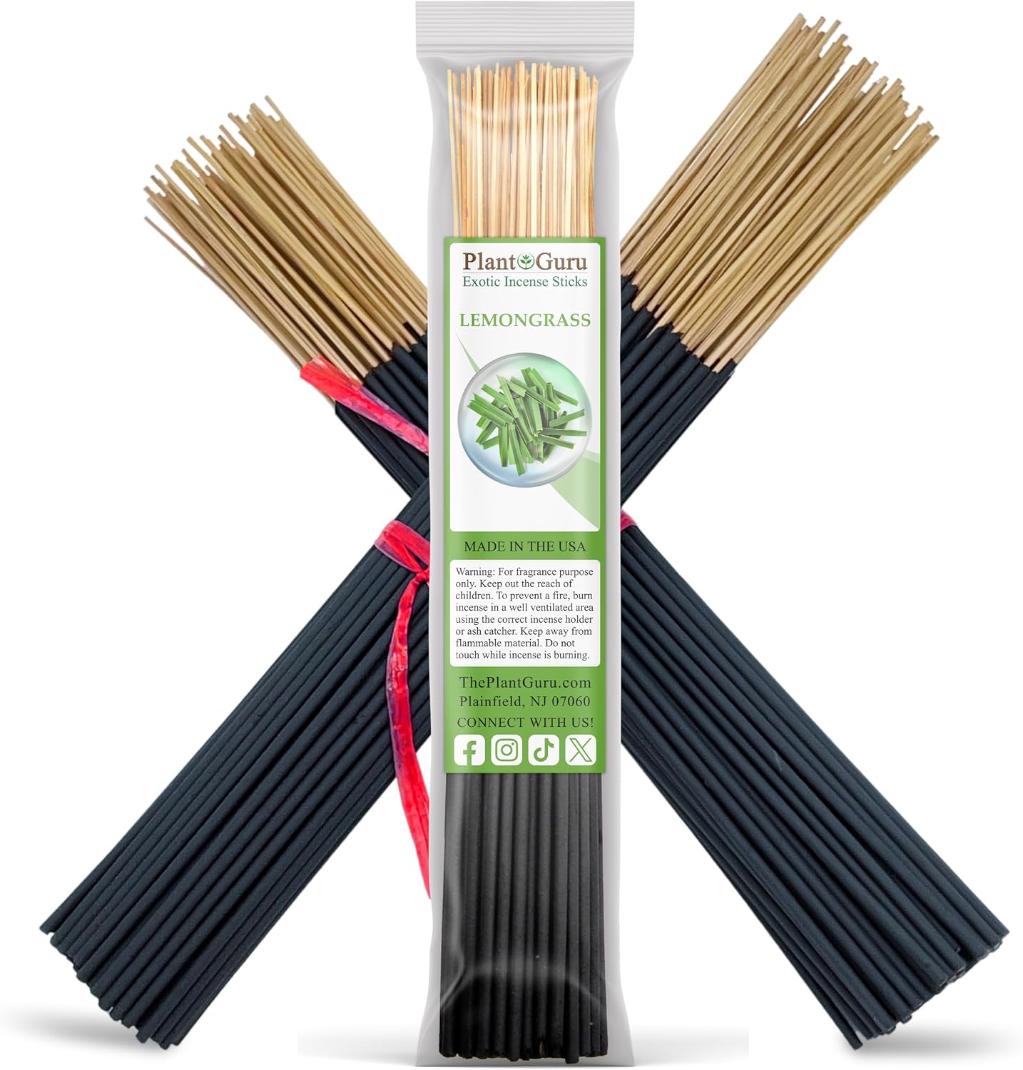 Lemongrass Incense Sticks 11" - 1 Bundle 85 to 100 Sticks - Smooth and Clean Long Burn Time, 45 to 60 Minutes.