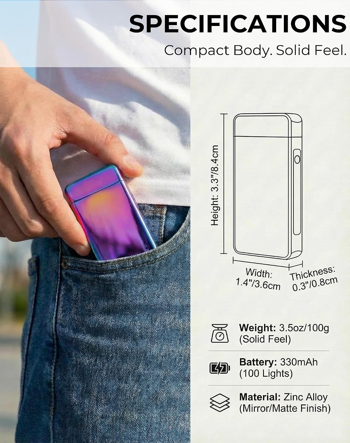 Electric Lighter USB Rechargeable Plasma Lighter, with Windproof High Power Arc Mirror-Polished Metal Ice Touch Surface, with Gift Box, for Outdoor Travel Grill BBQ Candle (Gold)