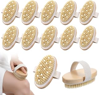 12 Pcs Dry Brushing Body Brush Exfoliating Brush with Massage Nodule Dry Skin Body Scrubber for Shower Bath Back Circulation Improvement Dead Skin Remove Beauty Exfoliator