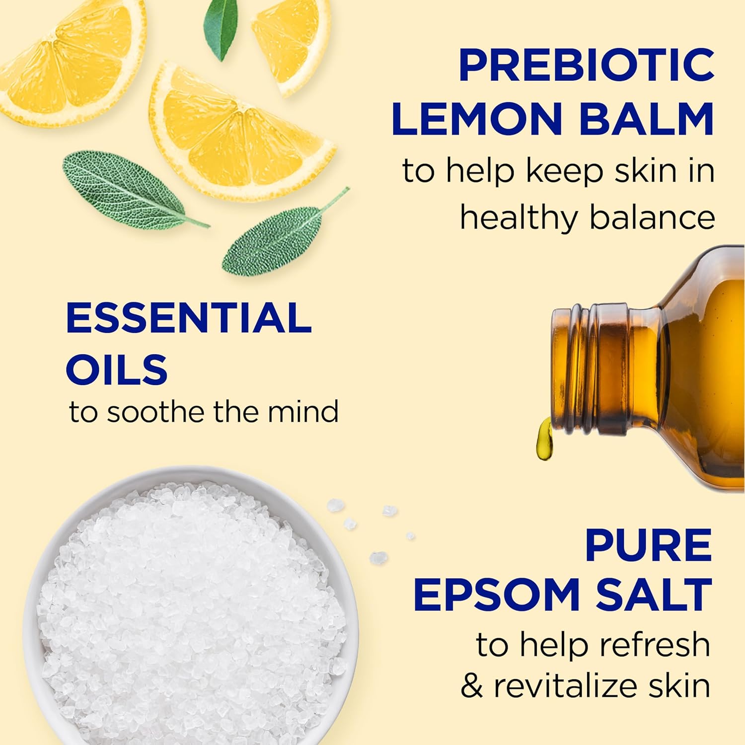 Dr Teal's Foaming Bath with Pure Epsom Salt, Prebiotic Lemon Balm & Essential Oils, 34 fl oz (Pack of 4)