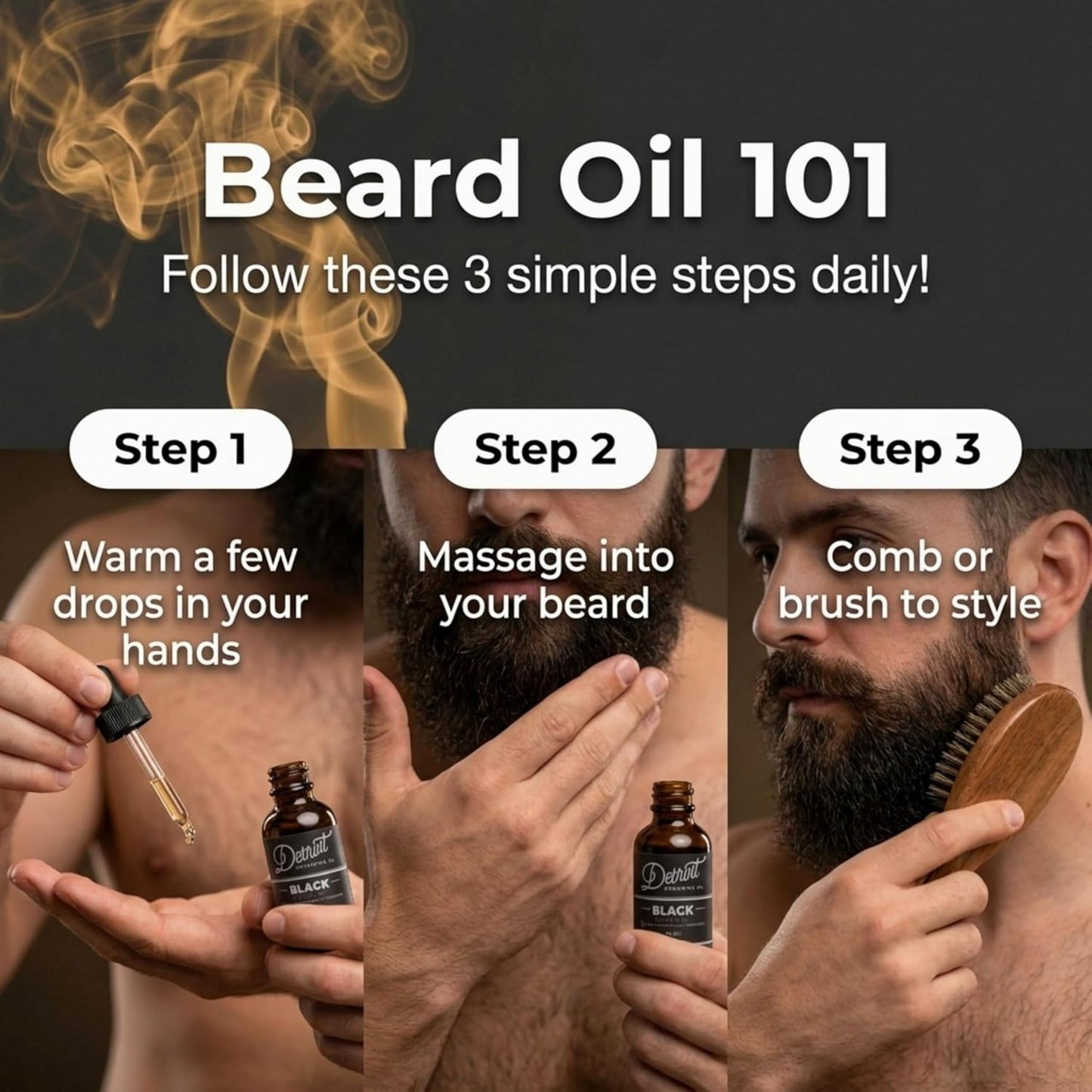 Detroit Grooming Co. Beard Oil (2oz) - Mint & Smooth Vanilla - Premium Nourishing Formula with Sweet Almond Oil & Vitamin E - Men's Beard Softener & Moisturizer - Double Size