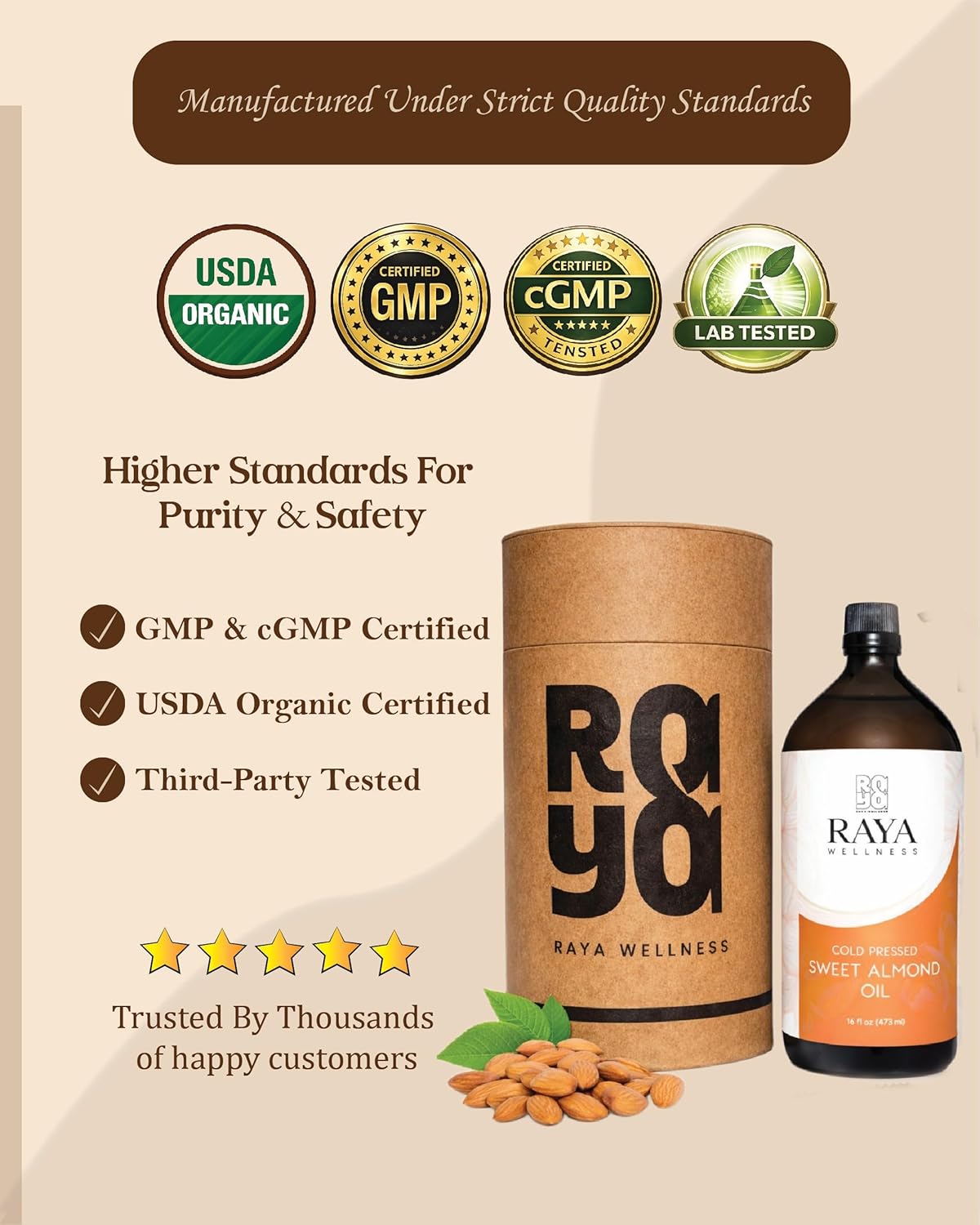 Sweet Almond Oil - Cold-Pressed, 100% Pure - Glass Bottle - 16.9 fl oz (500 ml)