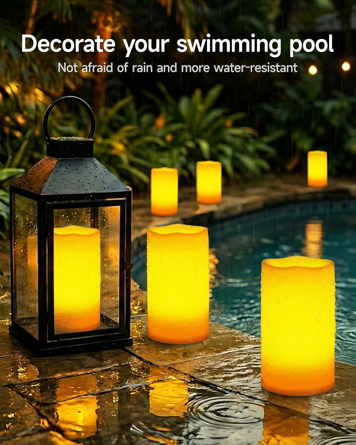Homemory 6" x 12" Extra Large Outdoor Waterproof Candle with Auto 6-Hour Timer, Ivory Plastic Made, Long Last for Half A Year