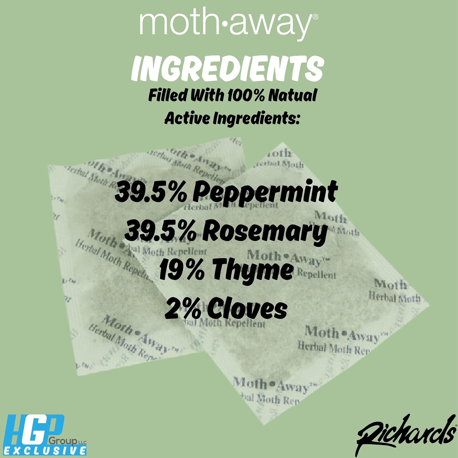 Richards Homewares Moth Away Sachets – 72-Pack Value Bundle, Natural Herbal Moth Repellent, Non-Toxic & Chemical-Free, Fresh Scent for Closets, Drawers & Storage – Made in USA