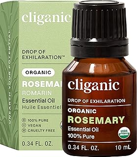 Cliganic Organic Rosemary Essential Oil, 100% Pure Natural, for Hair, Skin, Aromatherapy | Non-GMO Verified
