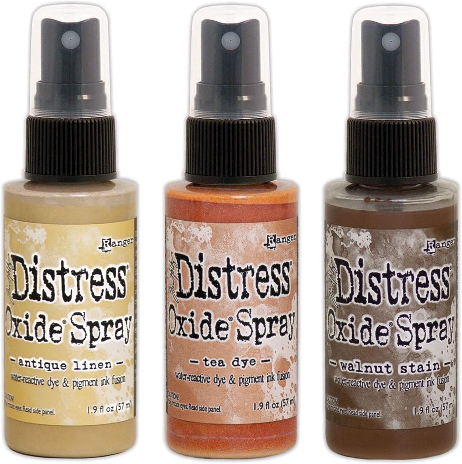Tim Holtz Ranger Distress Oxide Sprays 3 Colors Including Antique Linen, Tea Dye and Walnut Stain, Bundle of 3 Items
