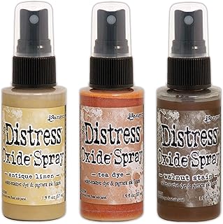 Tim Holtz Ranger Distress Oxide Sprays 3 Colors Including Antique Linen, Tea Dye and Walnut Stain, Bundle of 3 Items