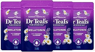 Dr Teal's Pure Epsom Salt, Melatonin Sleep Soak with Essential Oil Blend, 3 lb (Pack of 4)