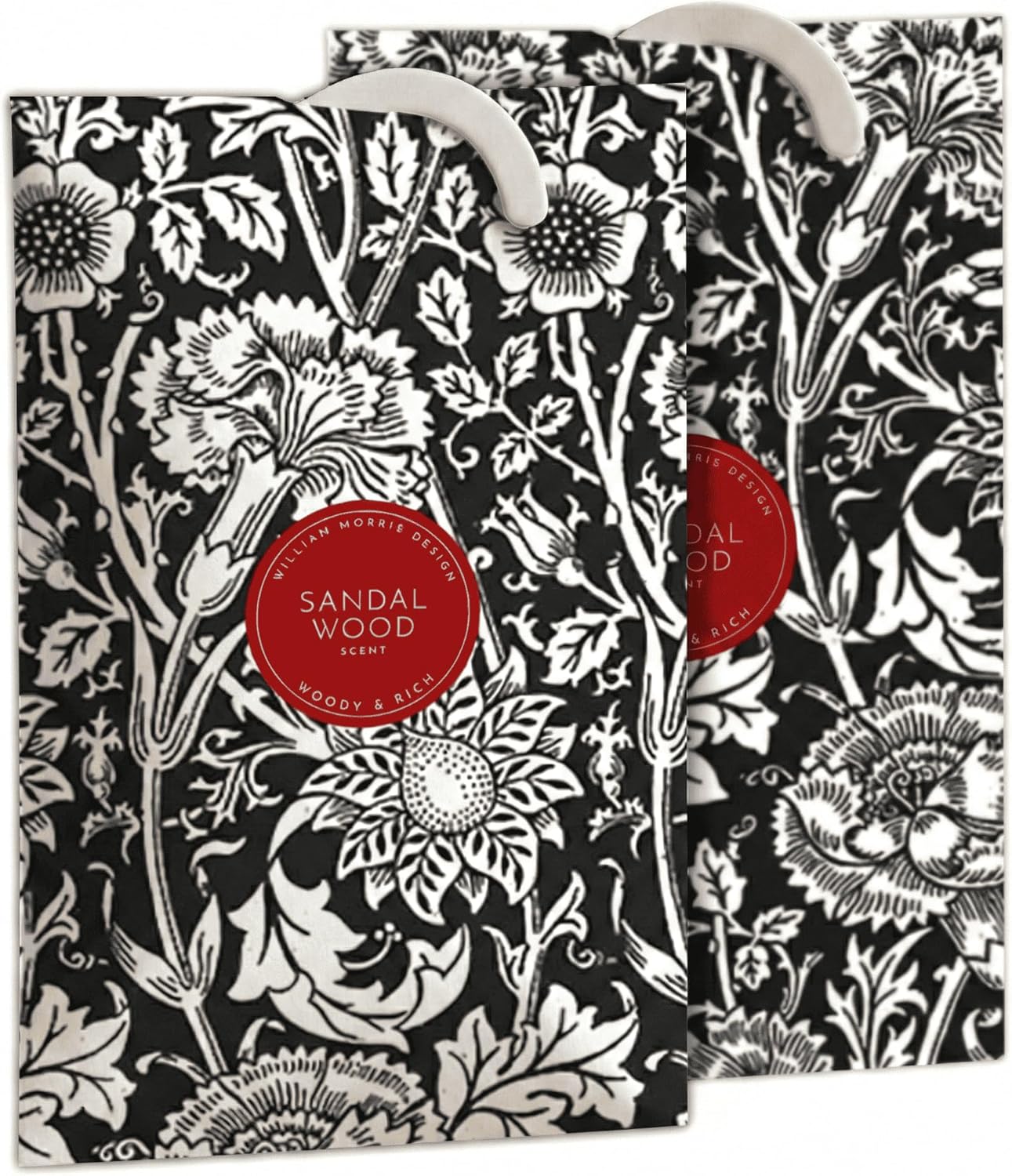 The Master Herbalist Scented Wardrobe Freshener Sachets in a William Morris Design. Available in Lavender, Sandalwood, Rose, Lily and Lilac (Sandalwood, Pack of 2)