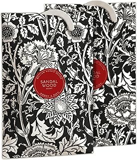 The Master Herbalist Scented Wardrobe Freshener Sachets in a William Morris Design. Available in Lavender, Sandalwood, Rose, Lily and Lilac (Sandalwood, Pack of 2)