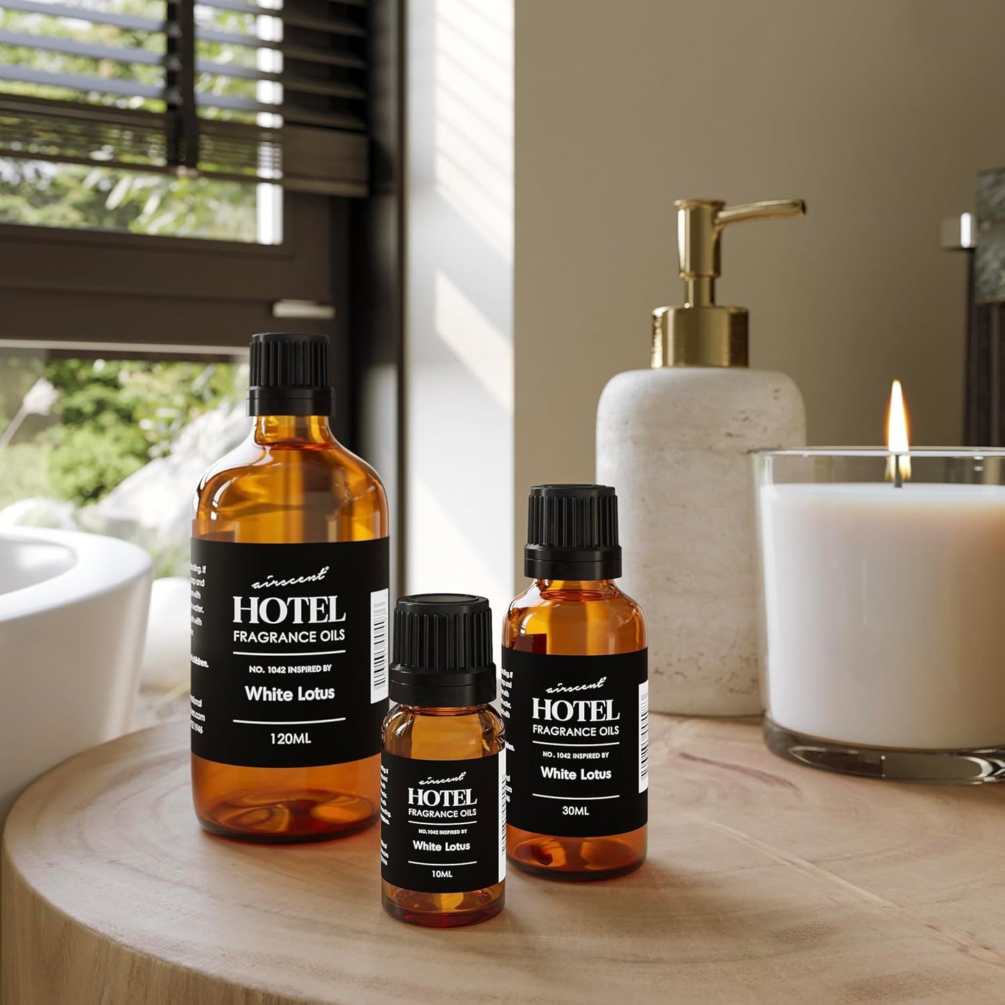 AirScent Hotel Diffuser Oil No. 1042 Inspired by The White Lotus Hotel Scent - Premium Fragrance Oil for Ultrasonic and Waterless Diffusers and Crafting - 120 mL, 4 fl oz Glass Bottle with Dropper