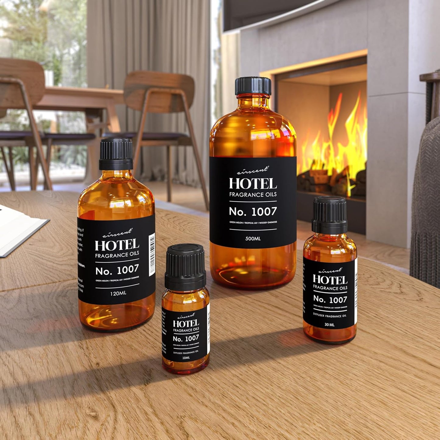 AirScent Hotel Diffuser Oil No. 1007 - Green Melon, Tropical Lily & Oakmoss - Hotel Scent Dupe Premium Fragrance Oil for Ultrasonic and Waterless Diffusers and Crafting - 10 mL, .34 fl oz Bottle