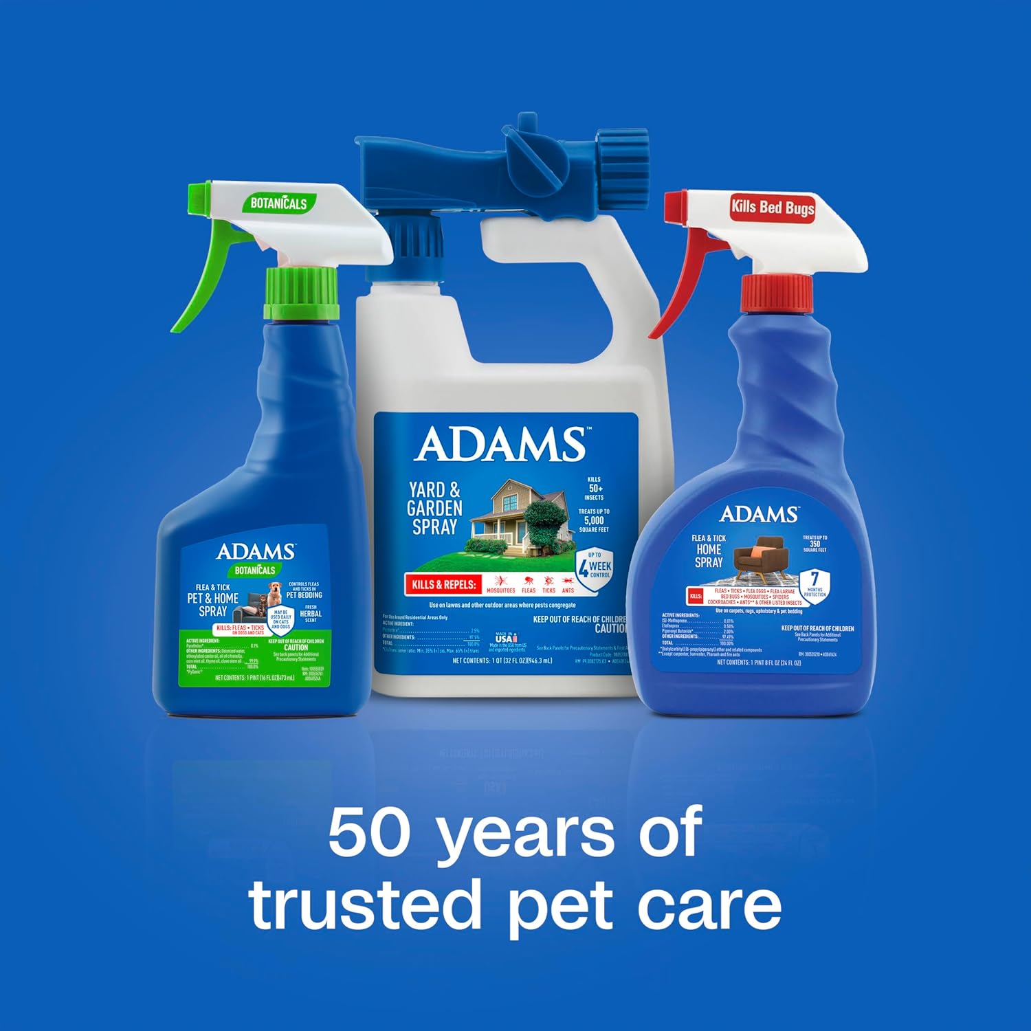 ADAMS Flea & Tick Home Spray for Indoor House Treatment, Tick and Flea Spray for Home, Carpet, Furniture & Pet Bedding, Controls Bed Bugs, Cockroaches, Spiders & Mosquitoes, 24 oz
