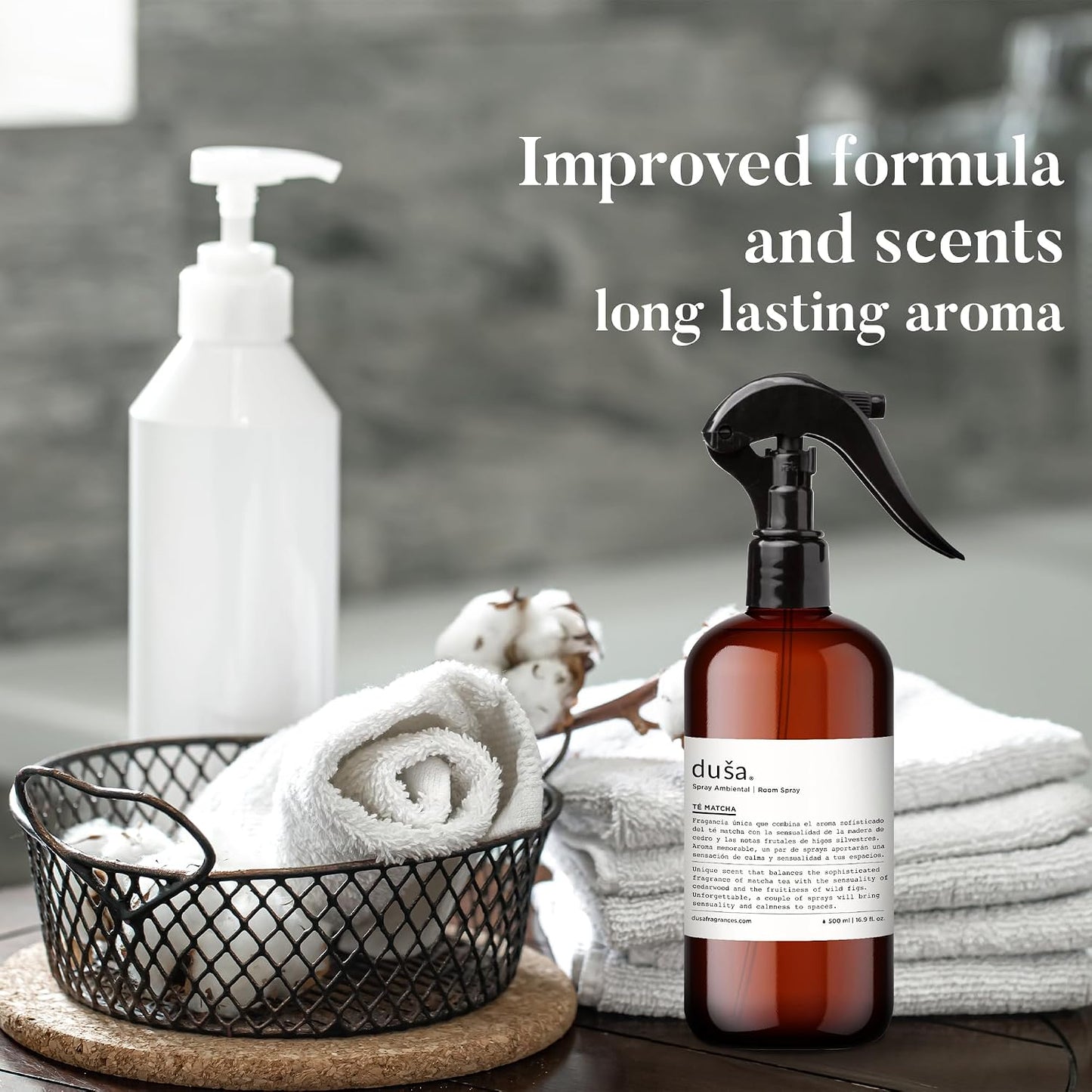 Dusa Santal Room Spray - 16.9 fl oz - Ultimate Home Fragrance, Bed Room Essentials & Soothing Fabric - Natural Air Freshener & Linen Mist for Home - Eco-Friendly Odor Eliminator w/Aromatherapy