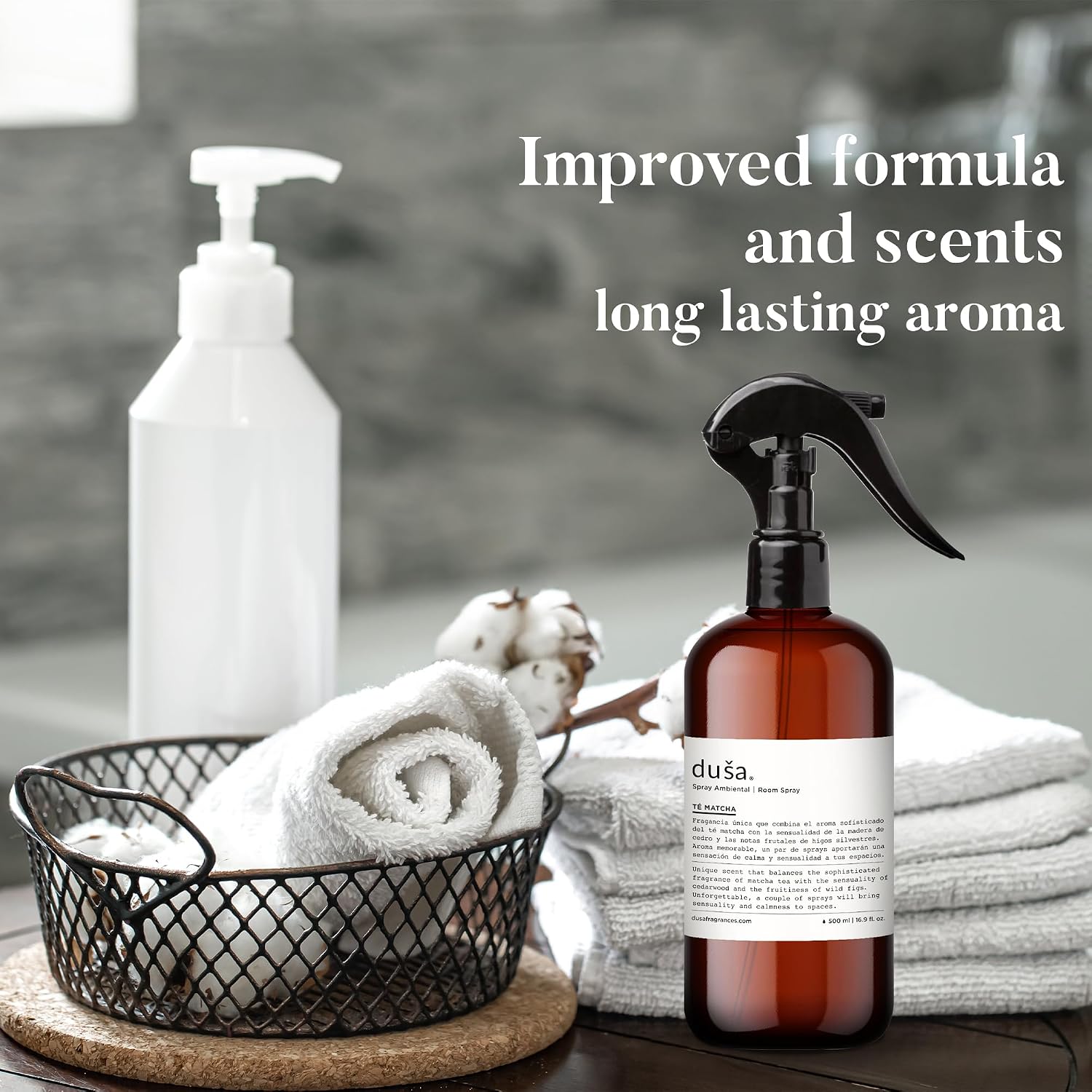Dusa Santal Room Spray - 16.9 fl oz - Ultimate Home Fragrance, Bed Room Essentials & Soothing Fabric - Natural Air Freshener & Linen Mist for Home - Eco-Friendly Odor Eliminator w/Aromatherapy