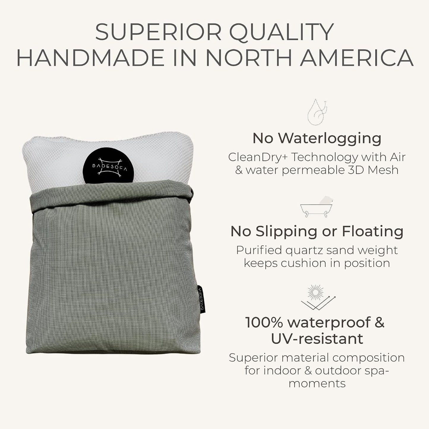 BADESOFA® Luxury Bath Pillow S - Ultra Comfortable & Quick-Drying Bath Back Pillow - Washable Full Body Bath Pillow for Bathtub - Therapeutic Head and Neck Support - Luxury Spa Cushion in Green