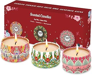 Scented Candles Gift Set,3 Pack Candles for Home Scented, Long Lasting Soy Wax Aromatherapy Candle Set, Gifts for Women with Gift Box(Rose.Vanilla.Orange)