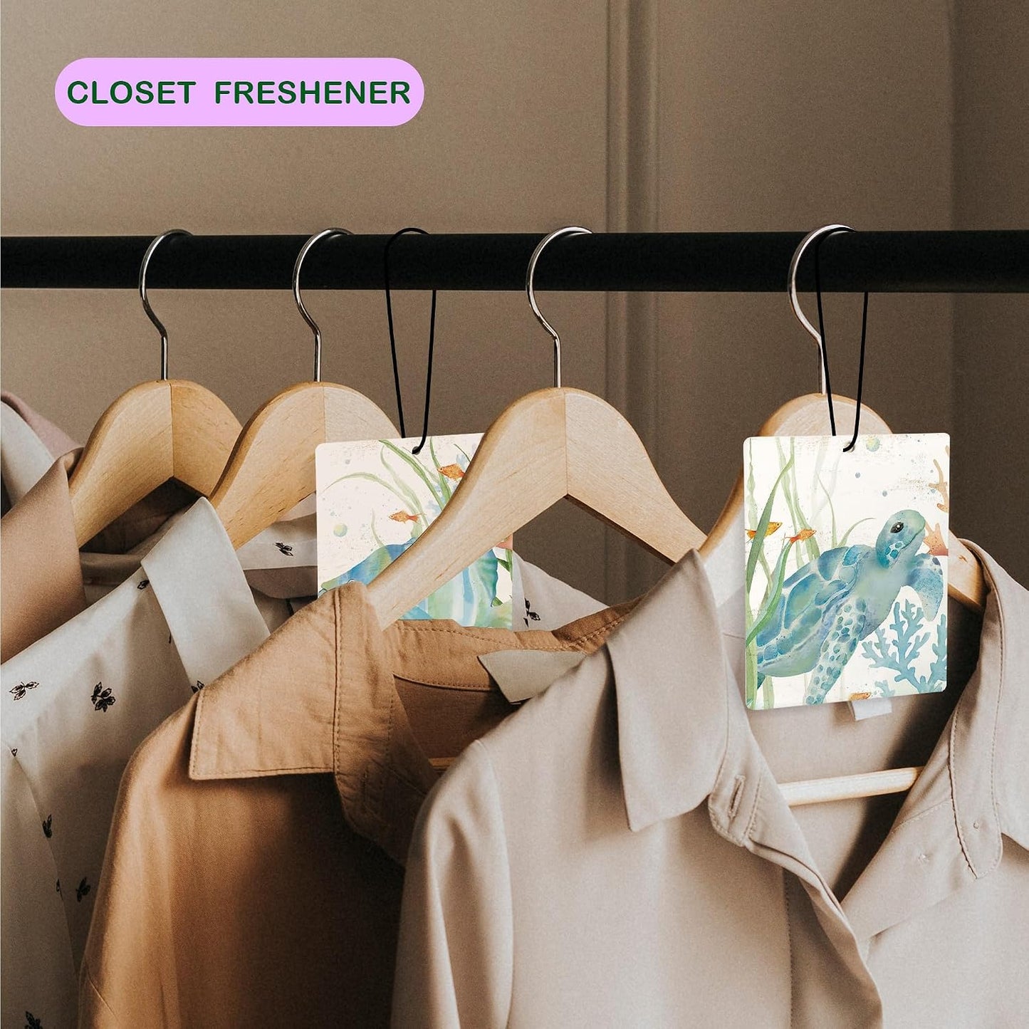 Ocean Summer Coastal Car Air Freshener, Preppy Turtle Fish Coastal Summer Beach Air Freshener Hanging 3 Pcs for Cars Closet Drawer or Books, Ocean Beach Car Accessories Mirror Decor for Women