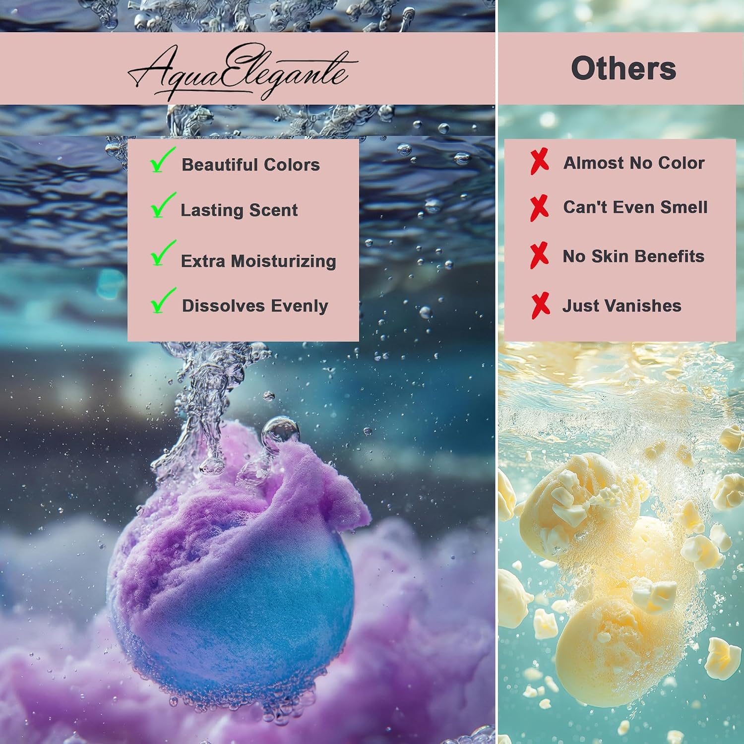 Aqua Elegante Luxury Bath Bombs for Women - Gift Set of 12 Large Bathbombs with Essential Oils, Shea Butter, Coconut Oil - No Stain, Natural, Vegan, Moisturizing Spa Present for Mom, Wife, Girlfriend