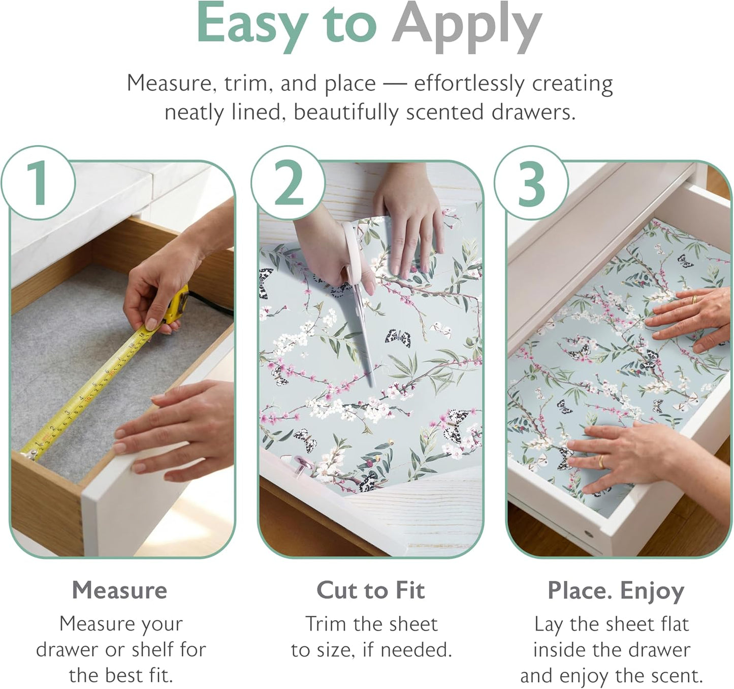 Scented Drawer Liners for Dresser Fragrant Paper Liner for Drawers Cabinet Shelf Linen Closet and Kitchen Scent Liners Non Adhesive (Gardenia Blossoms)