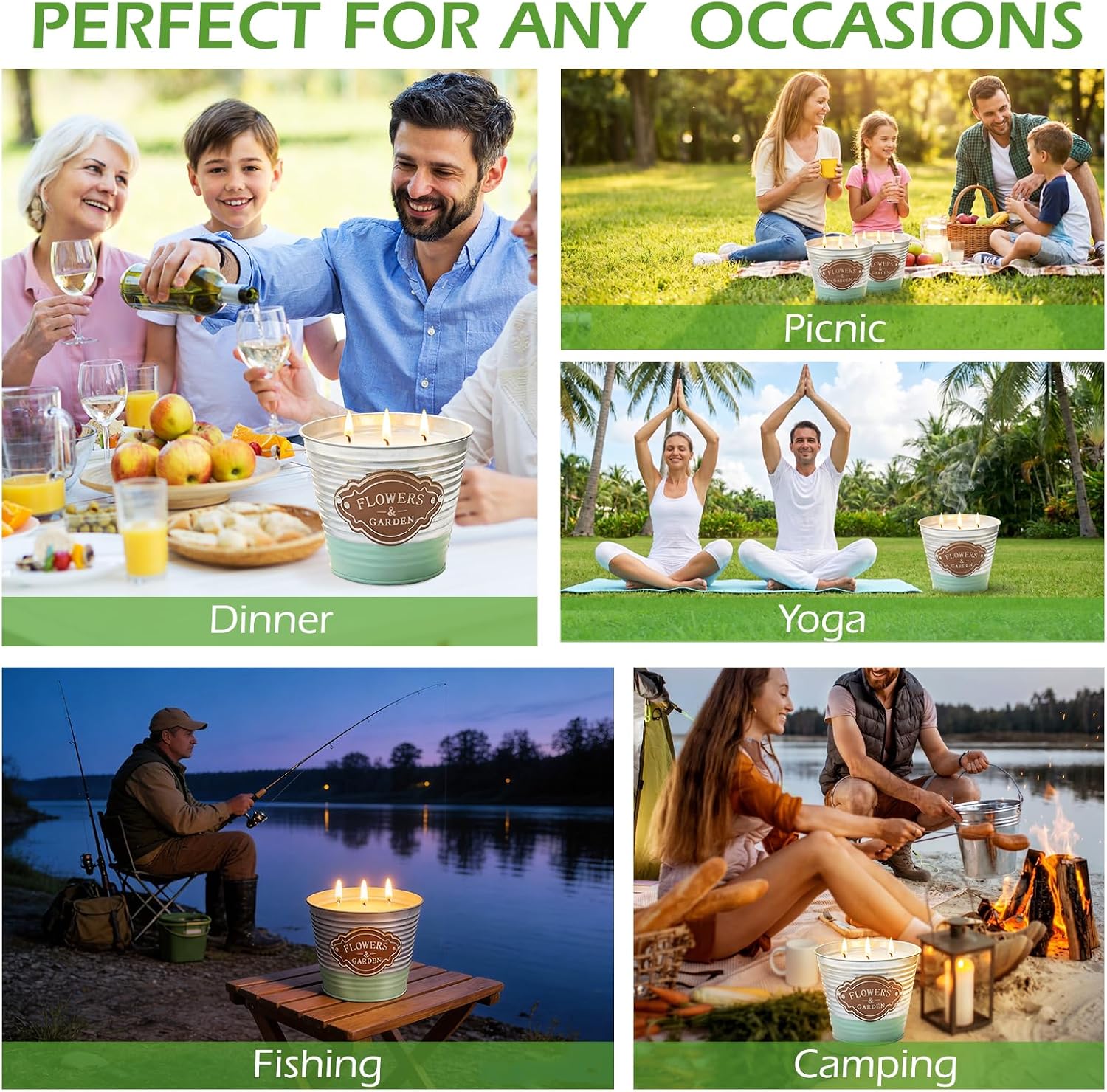 Citronella Candles Outdoor,2 Pack Large Citronella Candles,3-Wick Natural Soy Wax Lemongrass Candle,180 Hours Long Lasting Burning Outdoor Candle for Patio Yard Balcony Camping & Home Decor